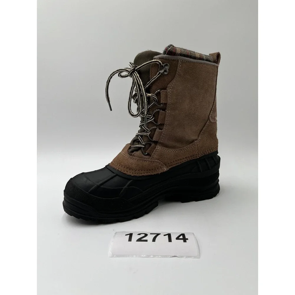 Weatherproof Duck Boots Mens 8 Brown Excellent Plaid Lined Winter Suede